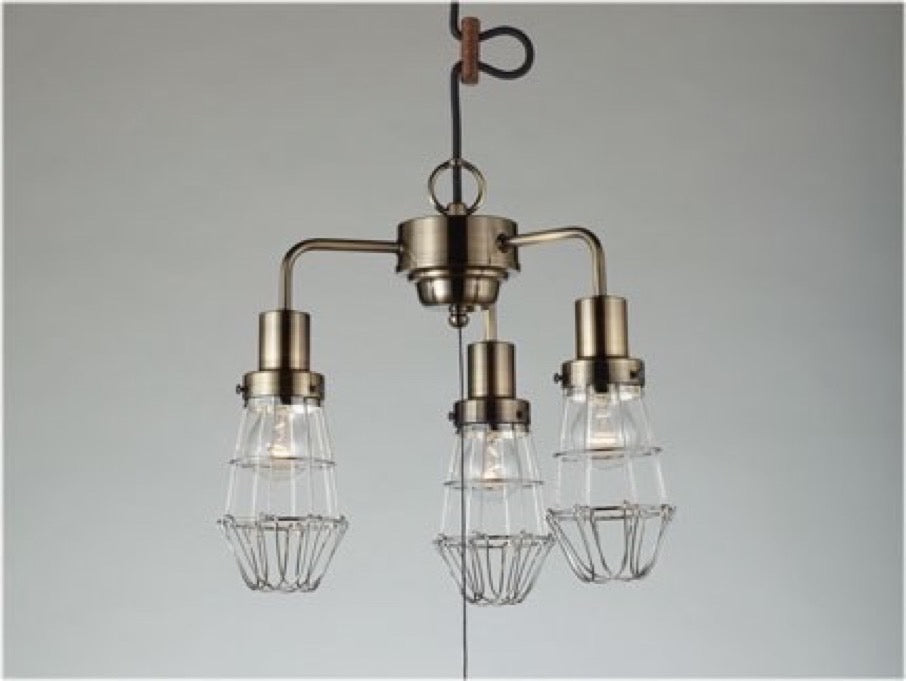 【エジソン型LED付き】3灯　ペンダントライト 天井照明 引掛けシーリング リビング ダイニング 廊下 玄関 店舗 インテリア ヴィンテージ アンティーク 工業 塩系 ブルックリンインダストリアルランプ- St, Brooklyn, 074