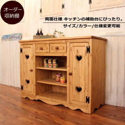両面キッチンカウンター キャスター付 キャビネット オーダーメイド カントリー家具 完成品 選べるカラー 収納 収納棚 北欧 無垢 木製 パイン材 おしゃれ アンティーク カントリー 西海岸 西海岸風 インテリア アメリカンカントリー ホワ