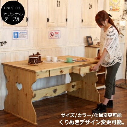 テーブル 木製 北欧 机 無垢 パイン材 食卓 引き出し ホワイト 白 ナチュラル おしゃれ カフェ カントリー アンティーク レトロ ヴィンテージ家具 つくえ カントリー家具 センターテーブル 日本製 ＣＯＵＮＴＲＹ ダイニングテーブル