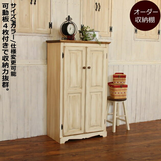 ＮＣ キャビネット L オーダーメイド カントリー家具 完成品 選べるカラー 収納 収納棚 北欧 無垢 木製 パイン材 おしゃれ アンティーク カントリー 寝室 子供部屋 西海岸 西海岸風 インテリア アメリカンカントリー ホワイト 白 オ