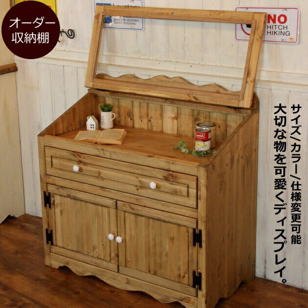 コレクション・ガラスキャビネット オーダーメイド カントリー家具 選べるカラー キッチン収納 収納 収納棚 北欧パイン 北欧 無垢 木製 パイン材 おしゃれ アンティーク 西海岸 西海岸風 インテリア アメリカンカントリー ホワ
