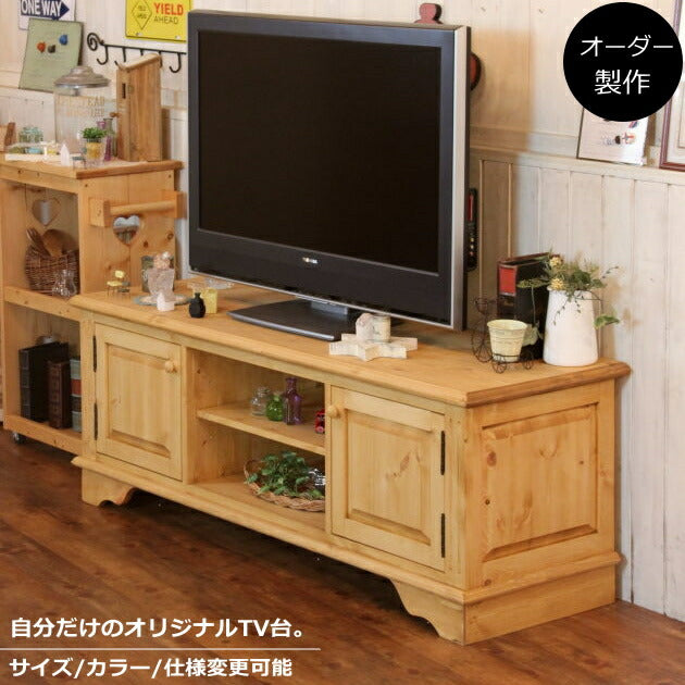 テレビ台 幅140 サイズオーダー 手作り 木 木製 北欧 無垢 テレビボード パイン材 ホワイト 白 おしゃれ 収納 アンティーク オーダー カントリー家具 日本製 家具 サイズ変更可能 ローボード ハイボード TVラック TV台 DVD