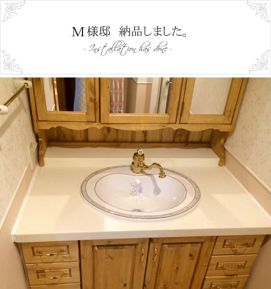 洗面台 クラシック 3ミラー ワイド ウォッシュスタンド W1000 ウォッシュキャビネット 日本製 鏡 三面鏡 洗面化粧台 ドレッサー オーダー家具 サイズ変更可能 北欧 無垢 木製 大理石 水栓  - 10