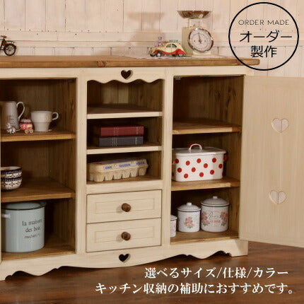NC 2チェスト オープン キャビネット オーダーメイド カントリー家具 選べるカラー キッチン収納 食器棚 収納 収納棚 北欧 無垢 木製 パイン材 おしゃれ アンティーク カントリー インテリア アメリカンカントリー ホワイト 引き出し