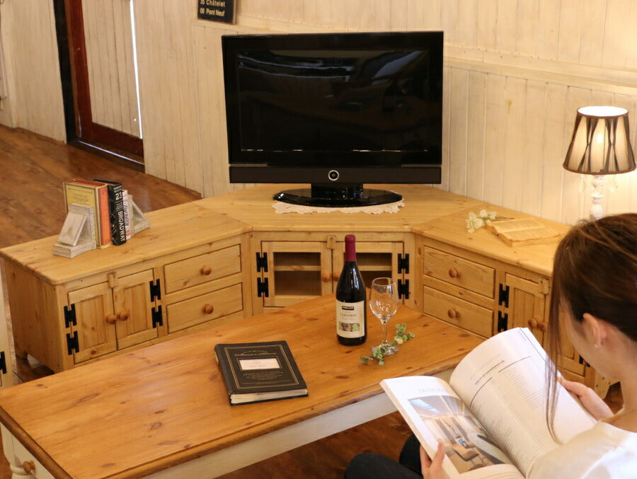 コーナー テレビ台 幅180 サイズオーダー 手作り 木 木製 北欧 無垢 パイン材 ナチュラル おしゃれ 収納 カントリー家具 日本製 カントリー 家具 サイズ変更可能 ローボード ハイボード TV - 14