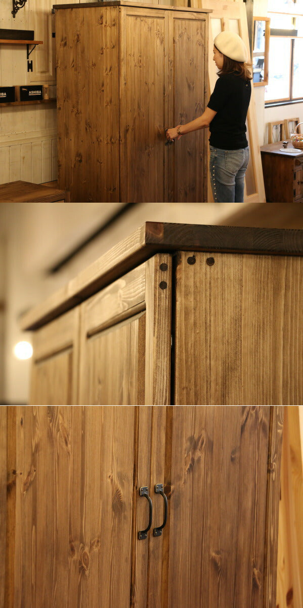 【日本製】 収納 キャビネット H1800 西海岸風 インテリア クラシック エレガンス カントリー アメリカンカントリー ナチュラルスタイル おしゃれ 収納 アンティーク 北欧 木製 パイン材 男前 - 3