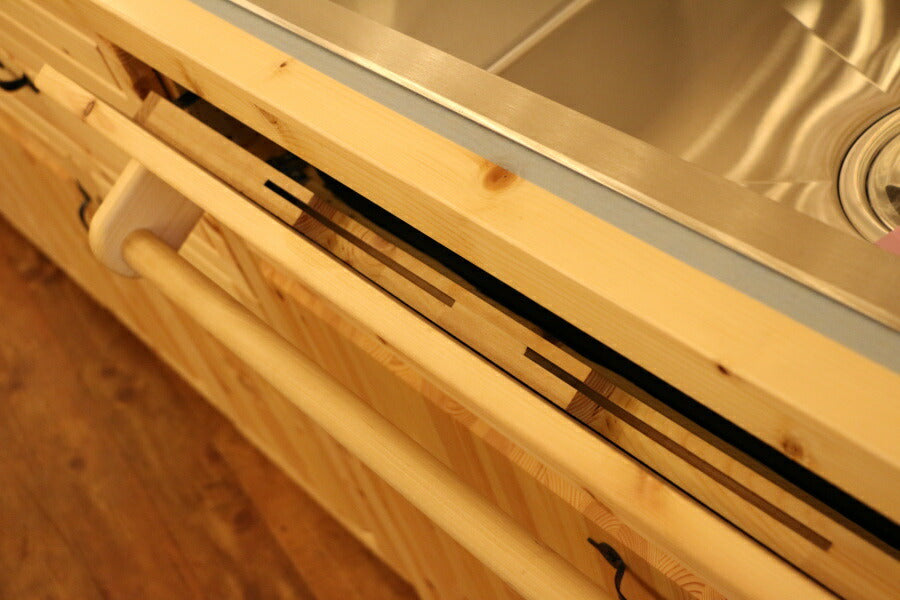 カントリー キッチン  Ｗ2550 I型 オーダー家具 サイズ変更可能 北欧 無垢 木製 パイン材 収納 人造大理石 天板 セラミックトップ 木製 天板  オリジナルキッチン おしゃれ 調理台 キッチ - 6