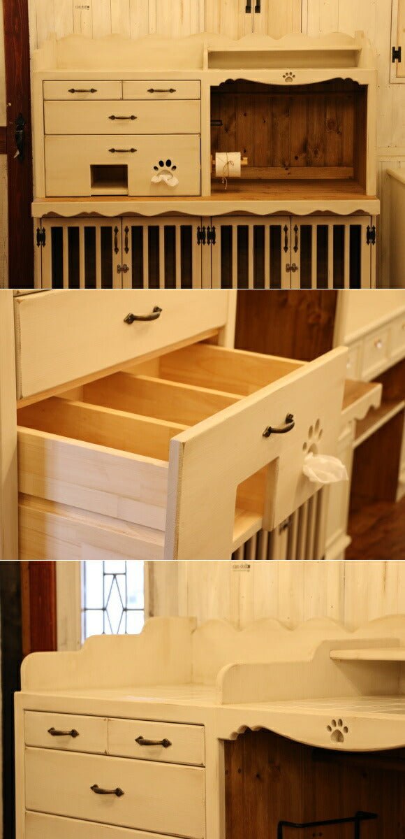 【日本製】ペットハウス W1460 ペット用品 ペット用家具   カントリー 犬小屋 収納スペース キャビネット ゲージ 犬 ハウス 小屋 ベッド  ドッグ ハウス ワンちゃん サークル 猫 犬 木製 - 2