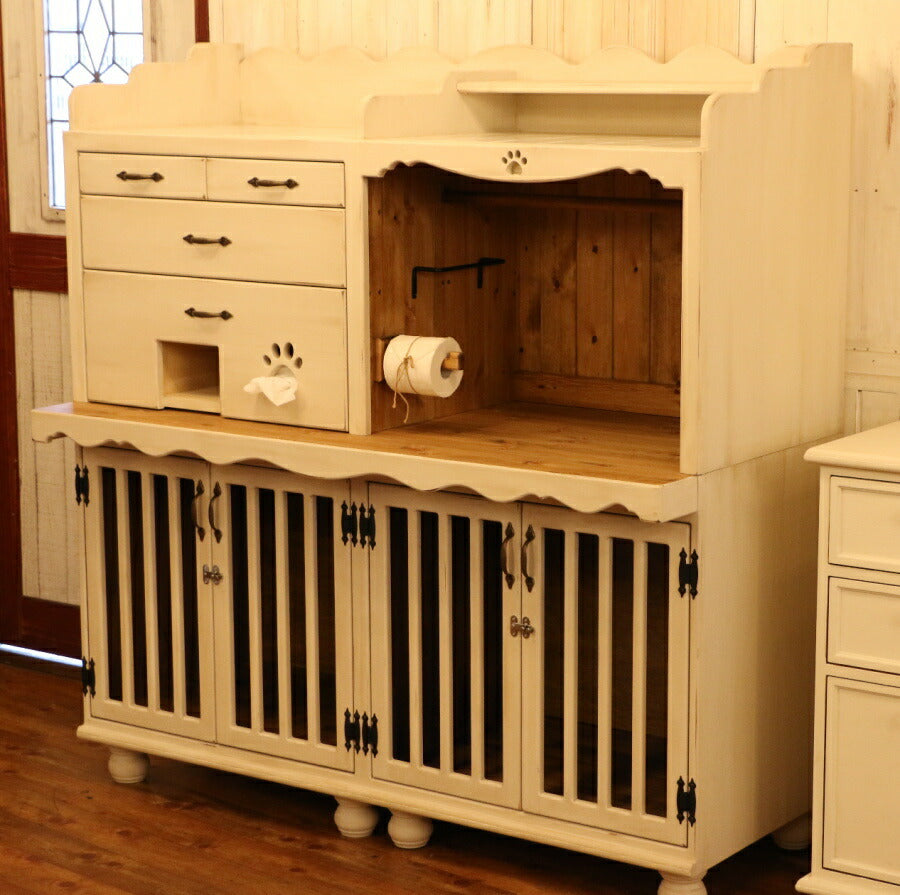 【日本製】ペットハウス W1460 ペット用品 ペット用家具   カントリー 犬小屋 収納スペース キャビネット ゲージ 犬 ハウス 小屋 ベッド  ドッグ ハウス ワンちゃん サークル 猫 犬 木製 - 4