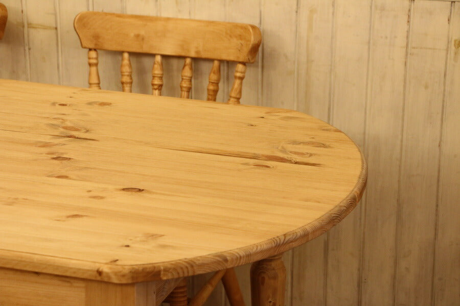 ダイニングテーブル オーバル セット 1900 4人掛け チェア ベンチ 木製 無垢 北欧 サイズオーダー パイン材 食卓 収納 引き出し 引き出し付き  おしゃれ ろくろ脚 ロクロ脚 カフェ アンテ - 8