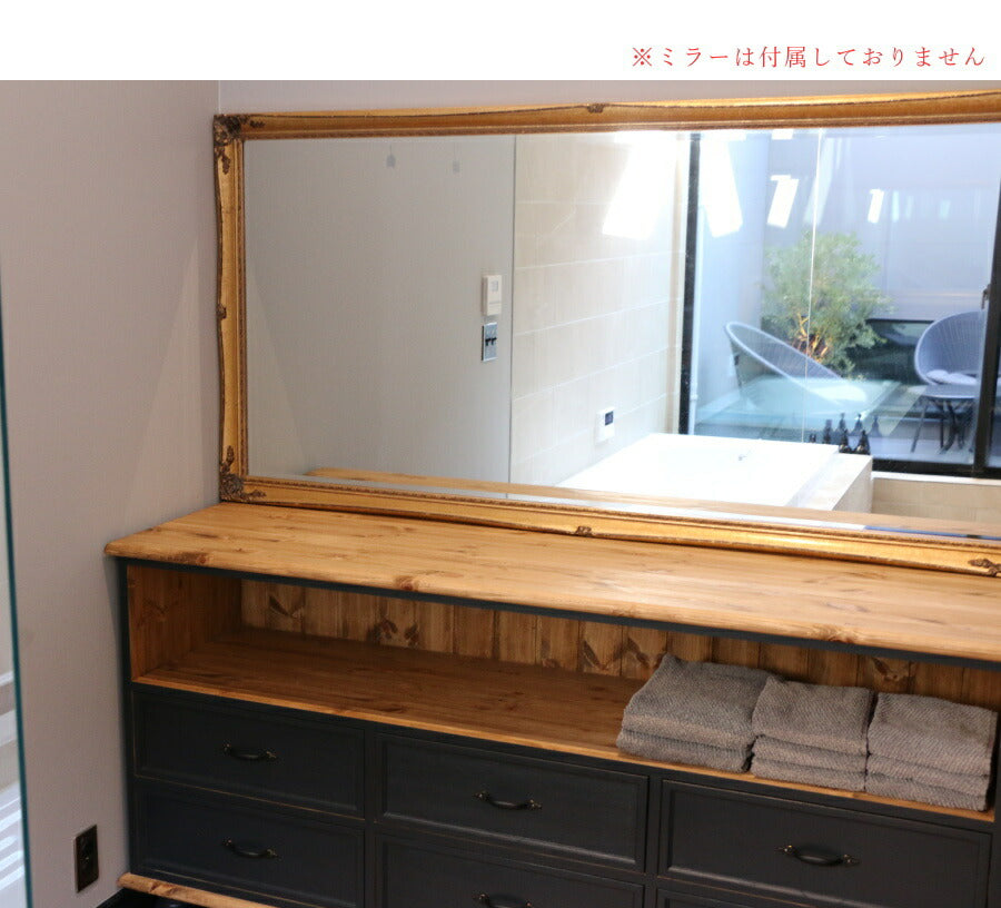 【 アメリカン ホテルライク シリーズ 】脱衣所 キャビネット オーダーメイド  北欧 タオル 収納 飾り棚 収納棚 ディスプレイ  アメリカン ホテルライク アンティーク パイン材 ダークグレー 引 - 7