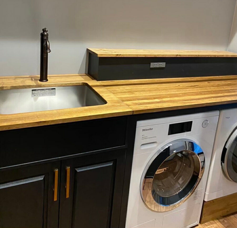 【 アメリカン ホテルライク シリーズ 】ランドリー 収納 キャビネット 幹太くん ミーレ 洗濯機 乾燥器 ランドリールーム アイロン台 リネン室 手洗い  ダークグレー  家具 オーダー アンティー - 13