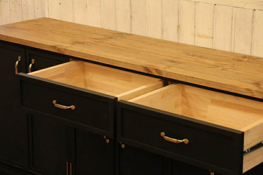 ニューヨークスタイル キャビネット W3140 エクストラブラック オーダーメイド リビング 収納 完成品 収納棚 北欧 無垢 木製 パイン材 おしゃれ アンティーク カントリー インテリア オーダー - 4