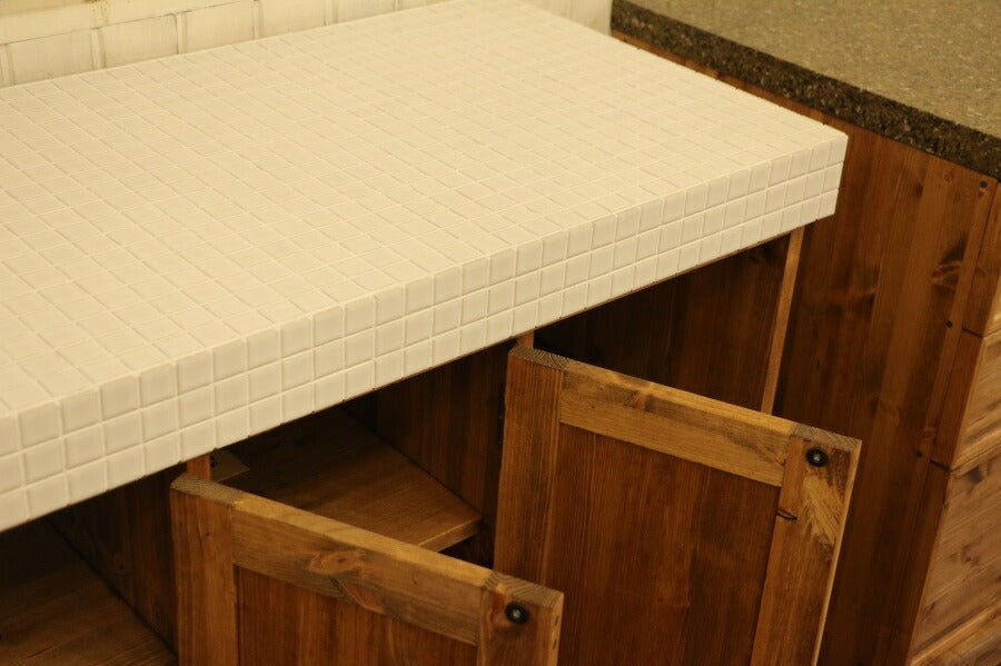 クラシック  両面 カウンター  タイル オーダー家具 選べるカラー 収納棚 食器棚 引き出し 収納 北欧 無垢 木製 パイン材 オーダーメイド 完成品 おしゃれ レトロ カントリー 西海岸風 インテ - 8