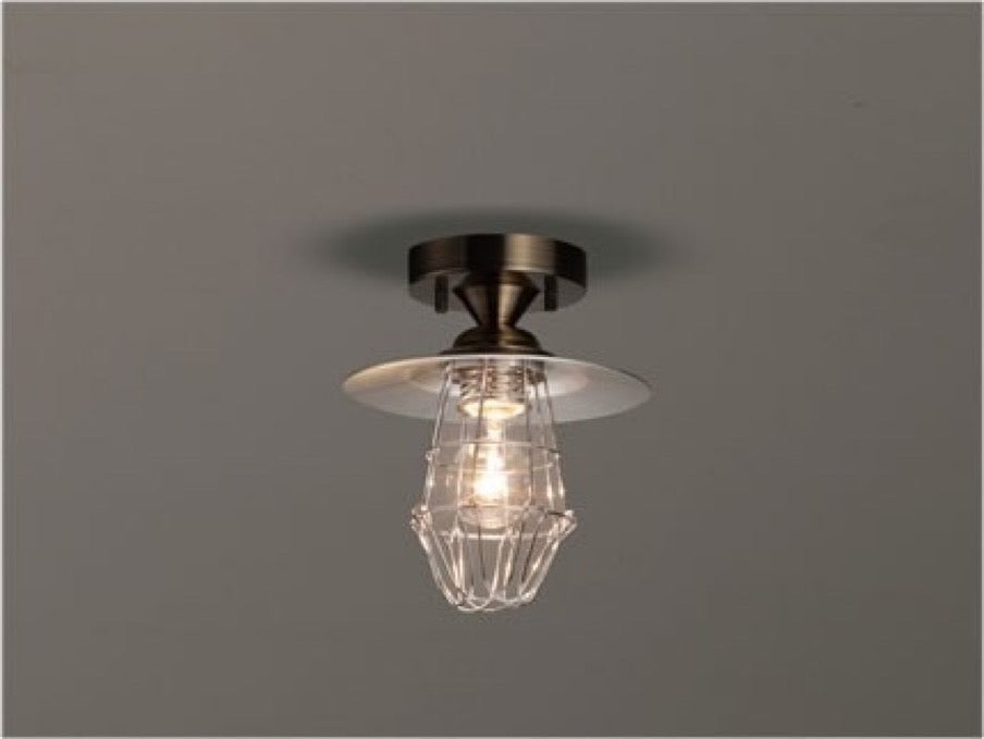 【エジソン型 LED付き】天井直付け照明　リビング ダイニング 廊下 玄関 店舗 インテリア ヴィンテージ アンティーク 工業 塩系 ブルックリンインダストリアルランプ- St, Brooklyn, 8843FLG -