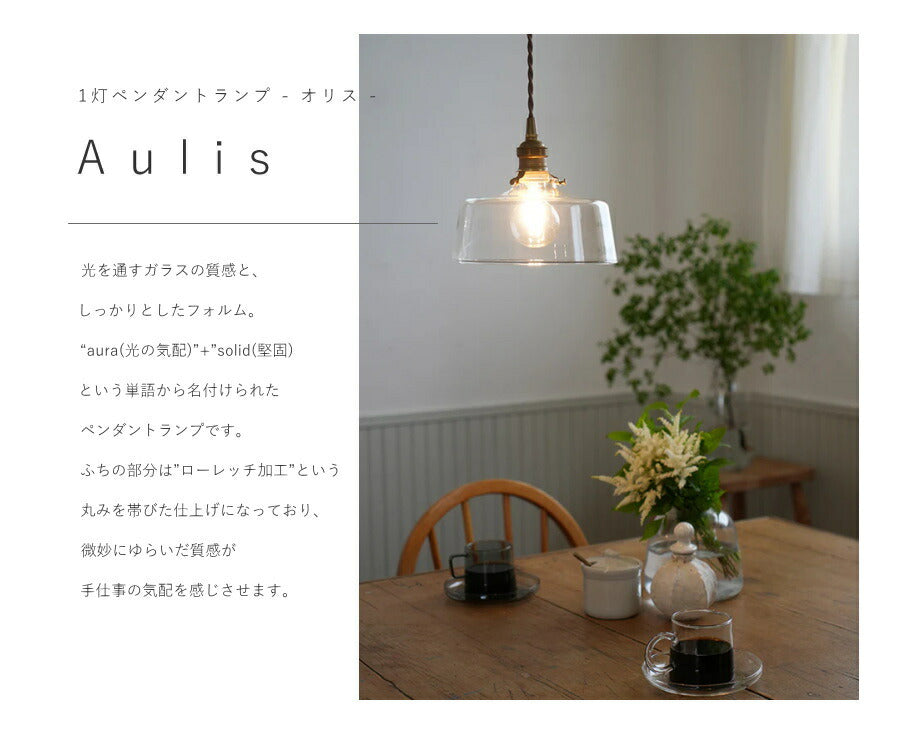 【 ミニレトロ球型 LED 電球 付き 】1灯 ガラスシェードペンダントランプ - オリス - 真鍮 シェード 引っ掛けシーリング対応 取り付け簡単 天井照明 新築 リフォーム リノベーション 照明器 - 2