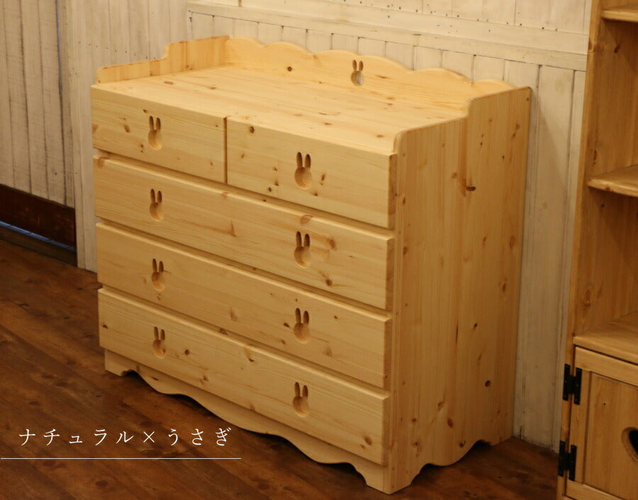 ベビー チェスト うさぎ オーダーメイド カントリー家具 完成品 選べるカラー たんす 出産祝い キッズ 赤ちゃん 子供 子供部屋 収納 収納棚 引き出し 無垢 木製 北欧 パイン 北欧パイン パイン - 12