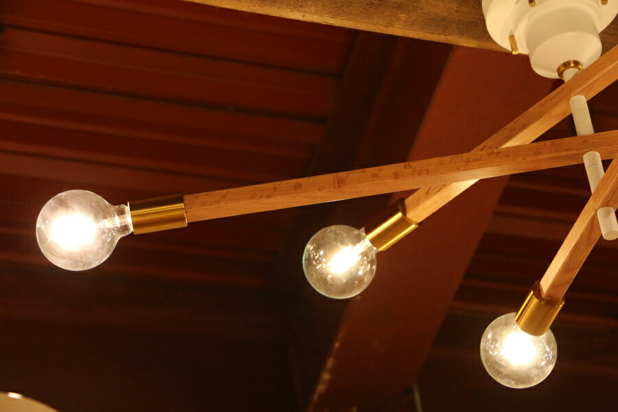 【選べるLED電球付き】Baton・6灯ペンダントランプ(バトン・6灯ペンダントランプ）ペンダントライト 照明 LED電球 おしゃれ リビング用 北欧 和室 ダイニング用 食卓用 アンティーク LED - 6