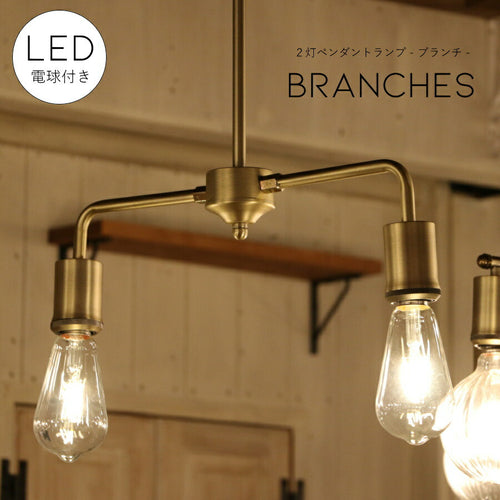 【選べるLED付き】2灯ペンダントランプ Branches - ブランチ - ペンダントライト 天井照明 引掛けシーリング　 リビング ダイニング 廊下 玄関 店舗 インテリア インダストリアル ヴィンテージ アンティーク ブルックリン ニ