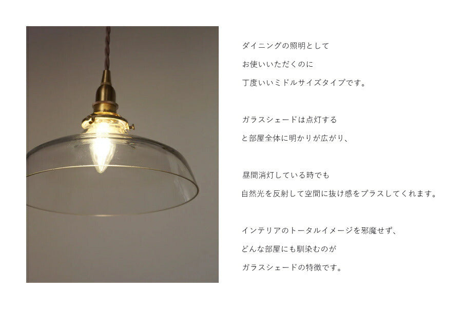 【 シャンデリア球型 LED電球 付き 】1灯 ガラスシェード ペンダントランプ  バンプ 真鍮 シェード 引っ掛けシーリング対応 取り付け簡単 天井照明 新築 リフォーム リノベーション 照明器具  - 3