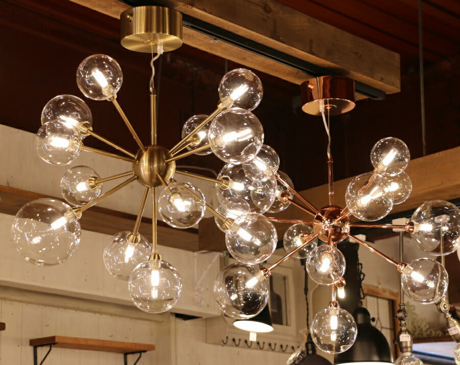 【 LED 付き 】13灯 バブルシャンデリア - Bulle ブル - バブル ガラス ボール ライト 天井照明 引掛けシーリング リビング ダイニング 廊下 玄関 店舗 インテリア ワイヤー イン - 13