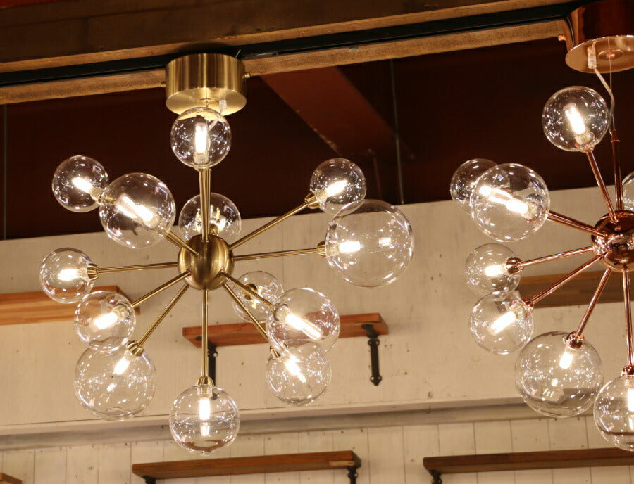 【 LED 付き 】13灯 バブルシャンデリア - Bulle ブル - バブル ガラス ボール ライト 天井照明 引掛けシーリング リビング ダイニング 廊下 玄関 店舗 インテリア ワイヤー イン - 3