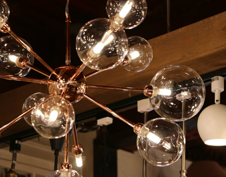 【 LED 付き 】13灯 バブルシャンデリア - Bulle ブル - バブル ガラス ボール ライト 天井照明 引掛けシーリング リビング ダイニング 廊下 玄関 店舗 インテリア ワイヤー イン - 7