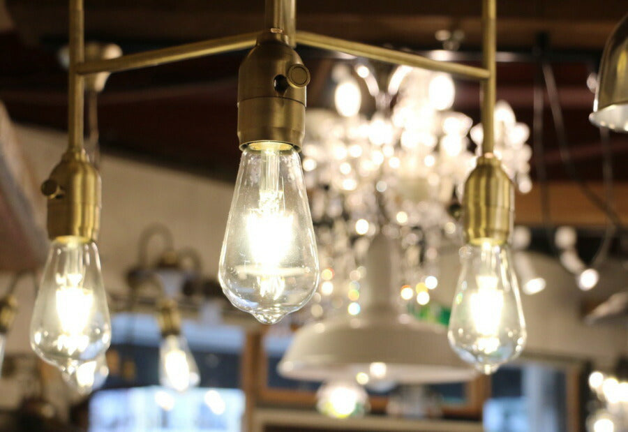 【LED付き】3灯 ペンダントランプ ライト 天井照明 引掛けシーリング リビング ダイニング 廊下 玄関 店舗 インテリア ワイヤー インダストリアル ヴィンテージ アンティーク ブルックリン ニュ - 5