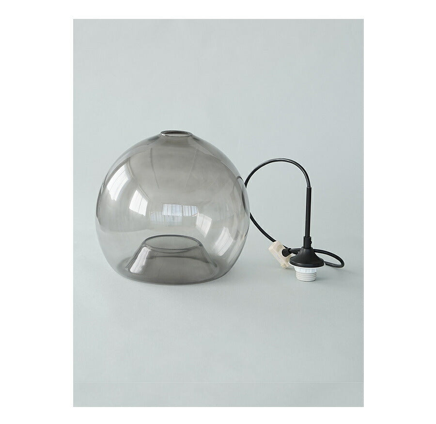 【 LED電球 付き 】1灯 ペンダントランプ  グレー ガラス　シェード 引っ掛けシーリング対応 取り付け簡単 天井照明 新築 リフォーム リノベーション 照明器具 ライト グレー 丸型 灯具付き  - 6