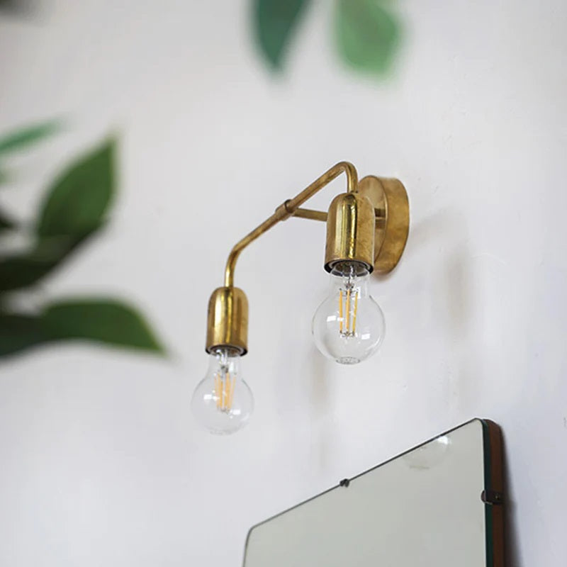 【LED電球付き】ダブルブラケット ウォールライト ランプ 間接 照明 壁 真鍮　陶器　リビング 廊下 洗面所 店舗 インテリア　ホテルライク　アメリカン　西海岸　西海岸風　ヴィンテージ アンティーク