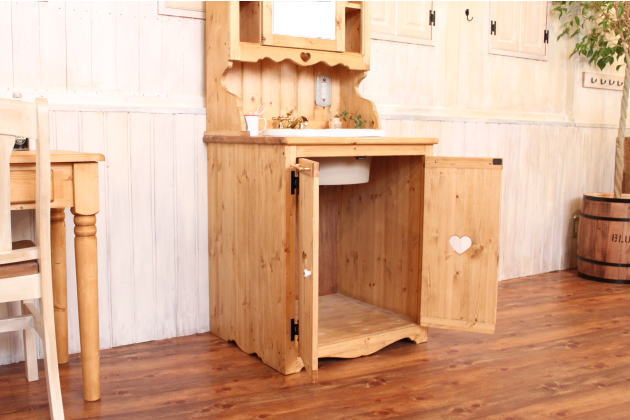 洗面台 幅70 日本製 鏡 収納 カントリー 家具 手作り 木 木製 北欧 無垢 パイン材 ホワイト 白 タイル ナチュラル ウォッシュスタンド  ミラー　おしゃれ かわいい コンパクト スリム シャ - 8