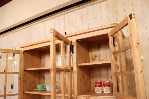 国内自社工房にて制作！カントリー家具　ナチュラル家具　アンティーク家具　オーダー家具　食器棚　キッチン収納　送料込！　３ガラスドア・カップボード 幅 1200mm 120cm ctf cbdss - 10