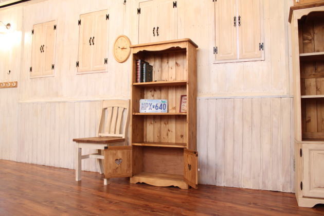 本棚 カントリー家具 薄型 完成品 大容量 北欧 無垢 パイン材 おしゃれ カントリー調 スリム オーダーメイド オーダー カントリー 家具 木 木製 ナチュラル 白 ホワイト 収納 ラック アンティ - 5