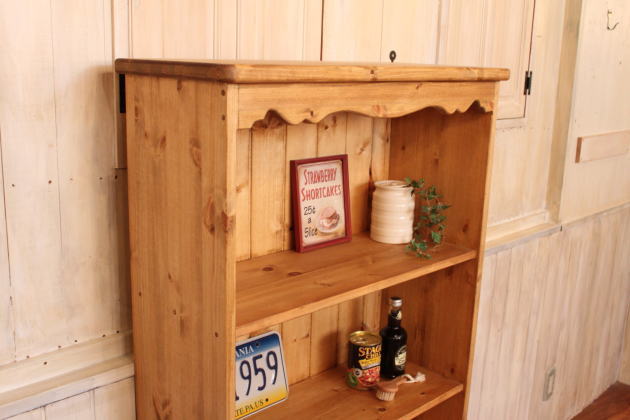 本棚 カントリー家具 薄型 完成品 大容量 北欧 無垢 パイン材 おしゃれ カントリー調 スリム  オーダーメイド オーダー 家具 木 木製 ナチュラル 白 ホワイト 収納 ハート アンティーク 雑誌 - 6