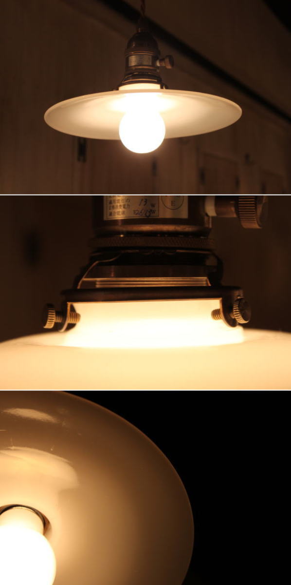 ミルクガラスシェードサークルペンダントランプSET rmp pdt( ペンダントライト 照明 LED電球 おしゃれ リビング用 北欧 和室 ダイニング用 食卓用 アンティーク LED 玄関) キャンド - 2