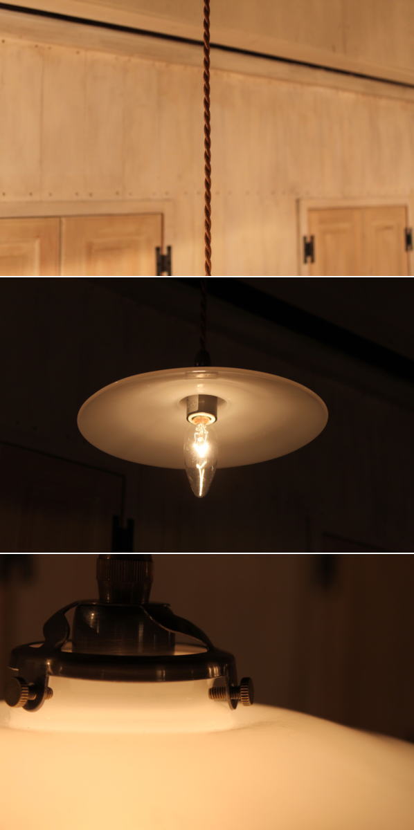 ミルクガラスシェードサークルペンダントランプSET　rmp pdt( ペンダントライト 照明 LED電球 おしゃれ リビング用 北欧 和室 ダイニング用 食卓用 アンティーク LED 玄関) キャンド - 2