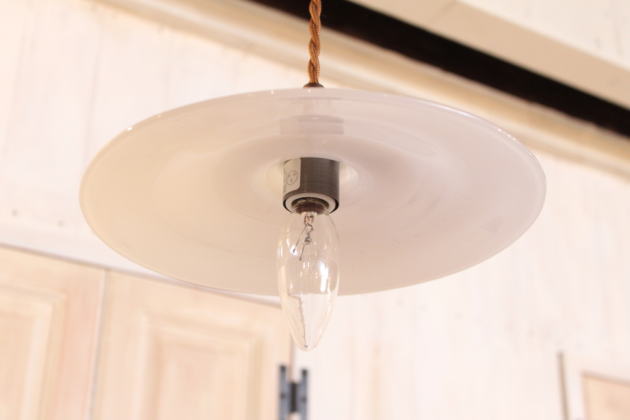ミルクガラスシェードサークルペンダントランプSET　rmp pdt( ペンダントライト 照明 LED電球 おしゃれ リビング用 北欧 和室 ダイニング用 食卓用 アンティーク LED 玄関) キャンド - 5