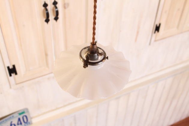 【LED電球対応】ペンダントライト 照明 ガラスシェード シェル型 ウェーブ ミルクガラス おしゃれ 電球選択可！ コードサイズ変更可 ミルクガラスシェード シェル ペンダントランプ セット 引っ掛け - 7