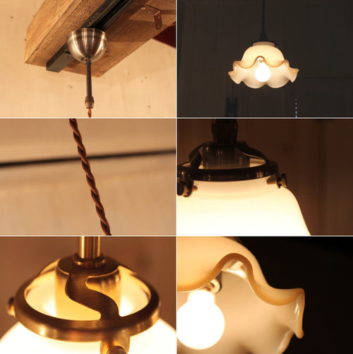 【LED電球対応】ペンダントランプ ガラスシェード ミルクガラス 小さめ コードサイズ変更可！ 取付簡単 可愛い キッチン 玄関 廊下 トイレ - 2