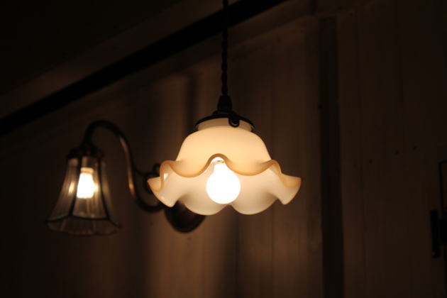 【LED電球対応】ペンダントランプ ガラスシェード ミルクガラス 小さめ コードサイズ変更可！ 取付簡単 可愛い キッチン 玄関 廊下 トイレ - 9