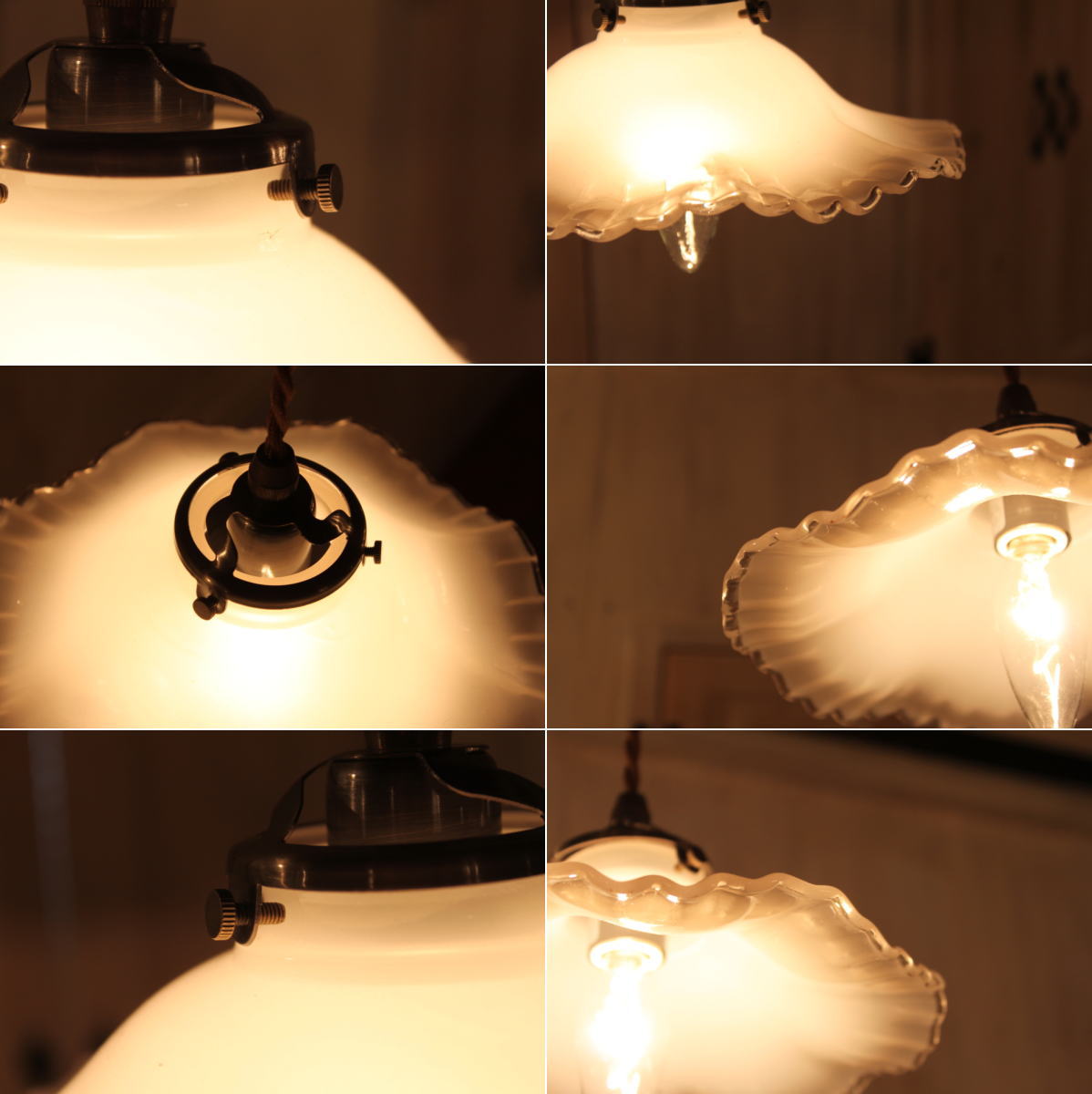 ミルクガラスシェードオールドキャッスルペンダントランプSET rmp pdt( ペンダントライト 照明 LED電球 おしゃれ リビング用 北欧 和室 ダイニング用 食卓用 アンティーク LED 玄関) - 2
