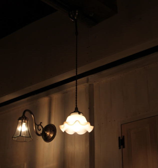 【LED電球対応】ペンダントランプ ガラスシェード ミルクガラス 小さめ コードサイズ変更可！ 取付簡単 可愛い キッチン 玄関 廊下 トイレ - 7