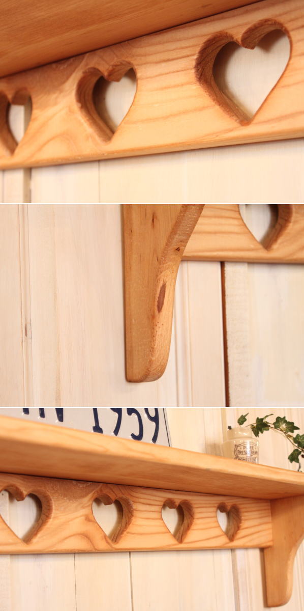 カントリー家具　手作り　オーダー家具　壁掛けシェルフ　ハートシェルフＬ★日本製★ - 3