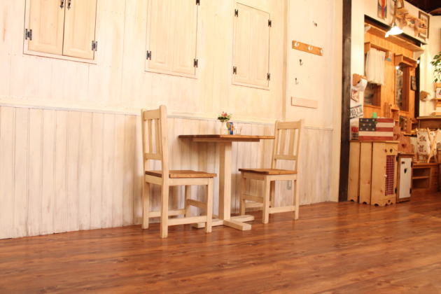ダイニングセット NC CAFE テーブル チェアー セット オーダー家具 サイズオーダー 木製 無垢 北欧 ダイニングテーブル イス チェア 2人掛け 食卓 おしゃれ アンティーク カントリー カン - 4