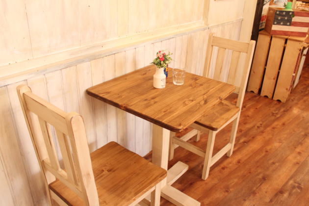 ダイニングセット NC CAFE テーブル チェアー セット オーダー家具 サイズオーダー 木製 無垢 北欧 ダイニングテーブル イス チェア 2人掛け 食卓 おしゃれ アンティーク カントリー カン - 5