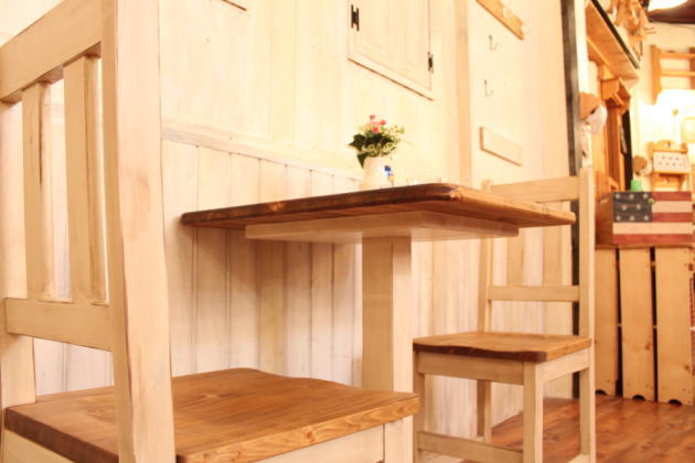 ダイニングセット NC CAFE テーブル チェアー セット オーダー家具 サイズオーダー 木製 無垢 北欧 ダイニングテーブル イス チェア 2人掛け 食卓 おしゃれ アンティーク カントリー カン - 8