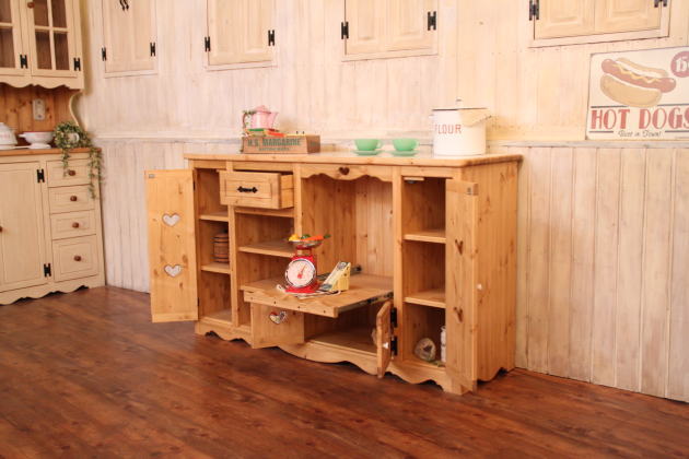カントリー家具 オーダー キャビネット 手作り 収納 収納棚 安心の日本製 オーダーメイド パイン材 北欧 無垢 キッチン収納 両面キッチンカウンター・天板タイル・W1500 ctf cnt - 5