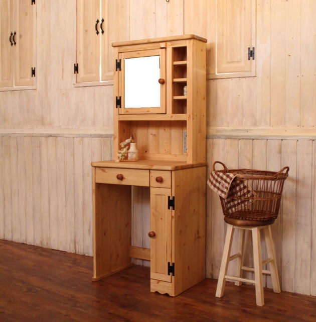 カントリー家具　鏡台　ドレッサー　アンティーク調　オーダー家具 メイクボックス 化粧台 1面鏡 結婚祝い 北欧 パイン材 木製 ＣＯＵＮＴＲＹ・ドレッサー ctf cnt