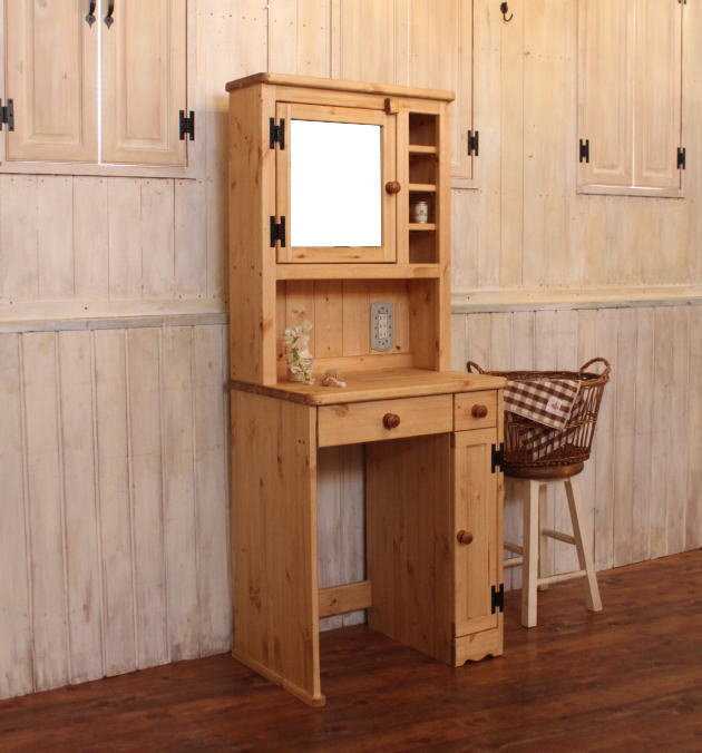 カントリー家具　鏡台　ドレッサー　アンティーク調　オーダー家具 メイクボックス 化粧台 1面鏡 結婚祝い 北欧 パイン材 木製 ＣＯＵＮＴＲＹ・ドレッサー ctf cnt - 9