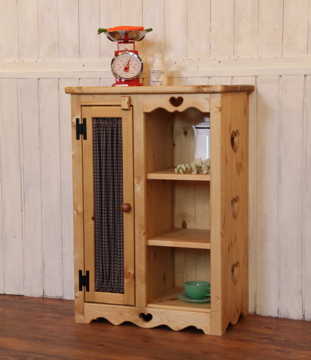 カントリー 布扉付き キッチンラック S キャビネット オーダーメイド カントリー家具 完成品 選べるカラー キッチン収納 収納 収納棚 北欧 無垢 木製 パイン材 おしゃれ 布扉 アンティーク 西海岸 西海岸風 インテリア アメリカン オ